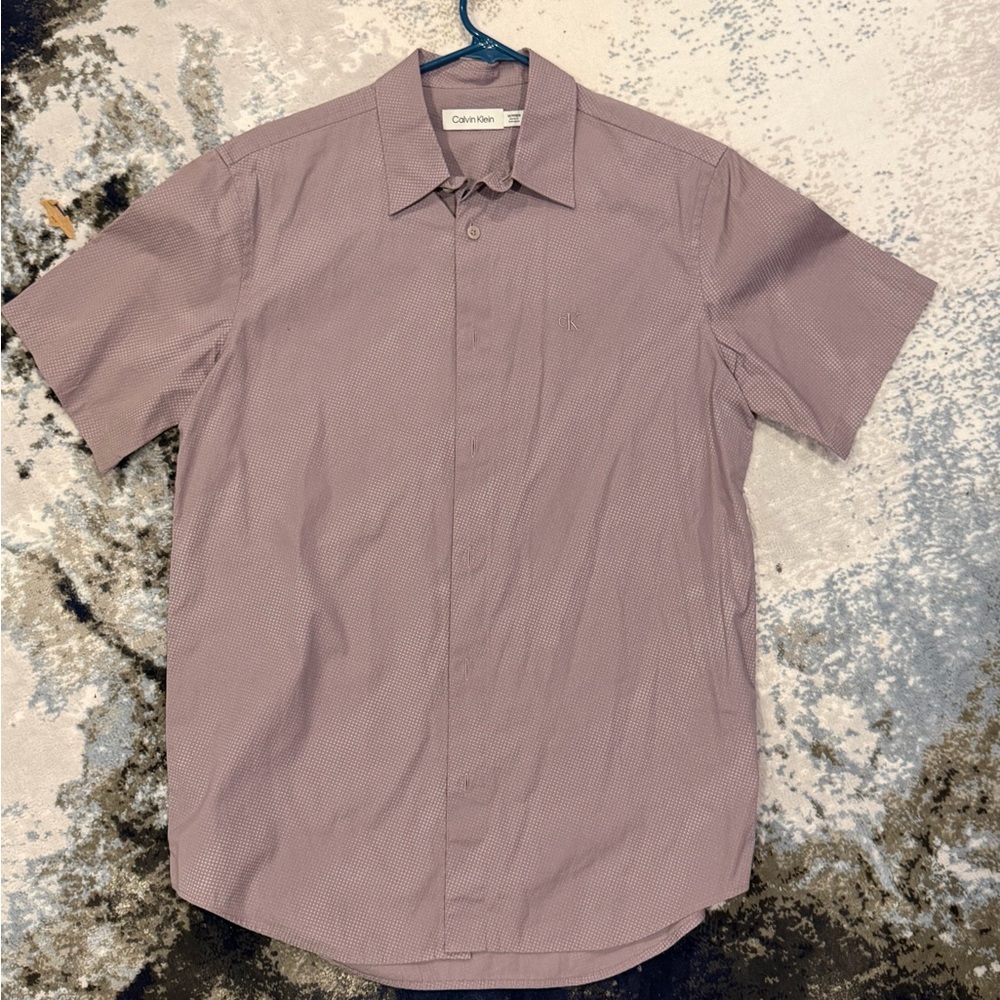 Calvin Klein Men's Short-Sleeve Button-Down Shirt - Mauve